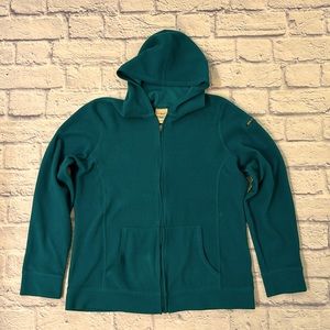 LL Bean Fleece Zip Front Teal Lightweight Hoodie Women’s Size Medium Regular